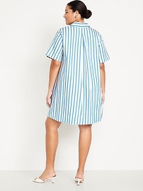 Short-Sleeve Mini Swing Shirt Dress