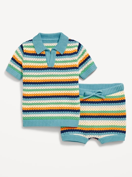 View large product image 2 of 2. Sweater-Knit Collared Top and Shorts Set for Baby