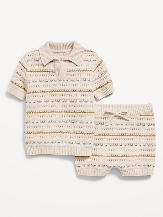 View large product image 2 of 2. Sweater-Knit Collared Top and Shorts Set for Baby