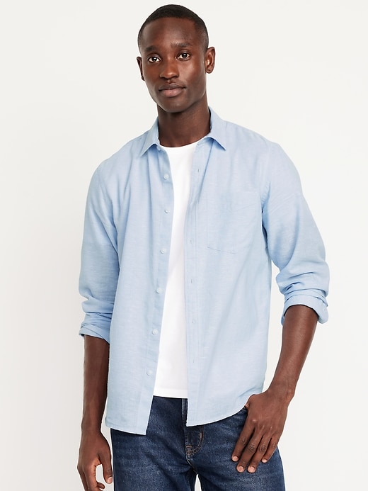 Image number 1 showing, Relaxed Fit Linen-Blend Shirt