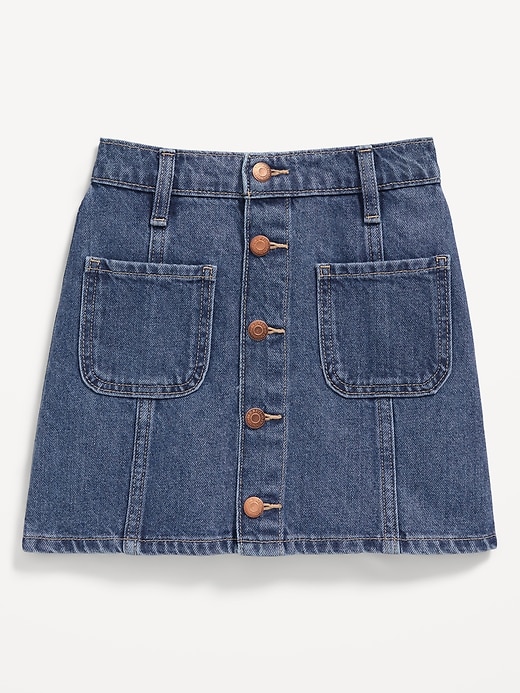 Image number 4 showing, High-Waisted Button-Front Utility Mariner Jean Skirt for Girls
