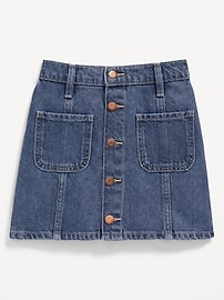 View large product image 4 of 4. High-Waisted Button-Front Utility Mariner Jean Skirt for Girls