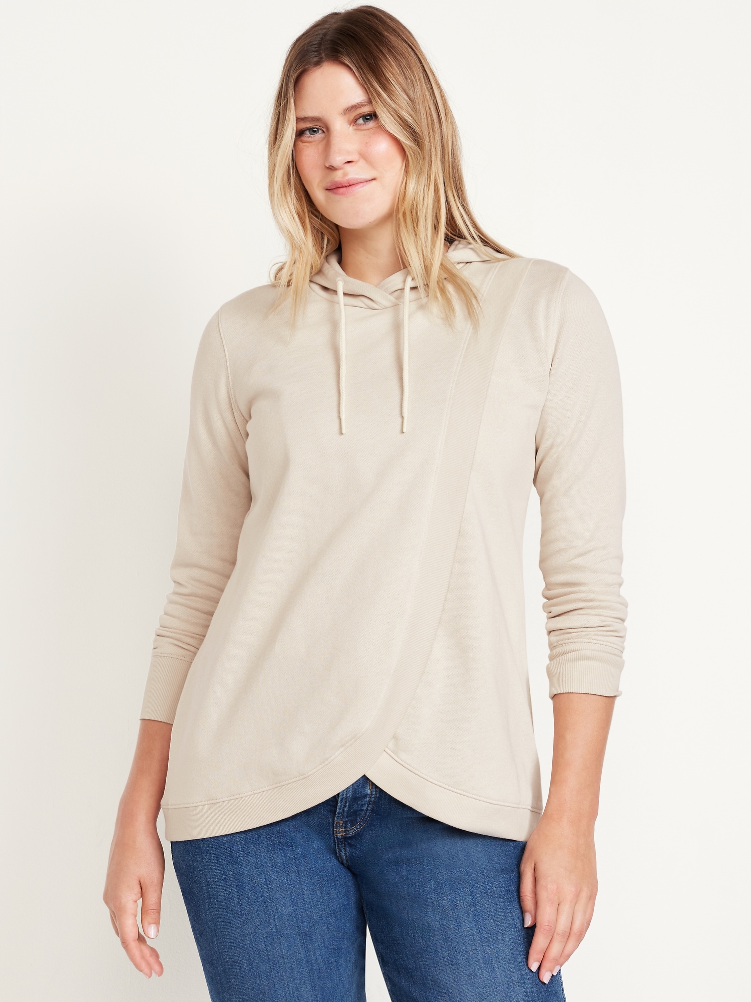 Maternity Cross-Front Nursing Pullover Hoodie