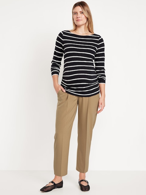 Maternity Rollover-Waist Billie Trouser - Brown