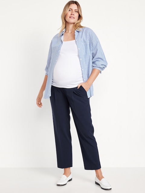 Maternity Rollover-Waist Billie Trouser - Blue