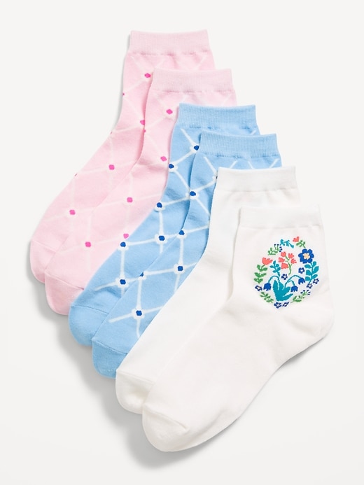 View large product image 1 of 1. Novelty Quarter Crew Socks 3-Pack for Women