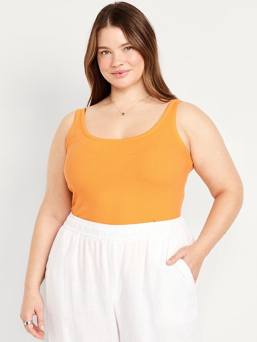 Image number 7 showing, First-Layer Ribbed Scoop-Neck Tank Top