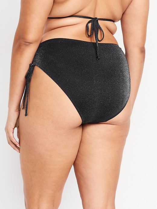 Image number 8 showing, Mid-Rise Side-Tie Shine Bikini Swim Bottoms