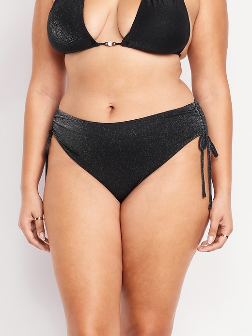 Image number 7 showing, Mid-Rise Side-Tie Shine Bikini Swim Bottoms