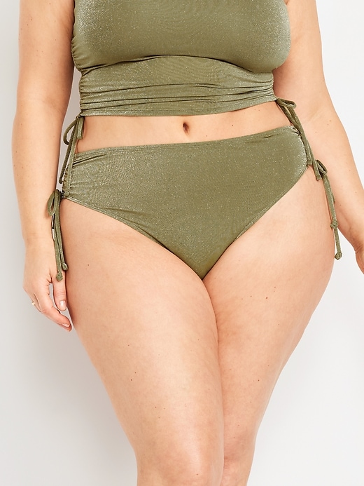 Image number 7 showing, Mid-Rise Side-Tie Shine Bikini Swim Bottoms