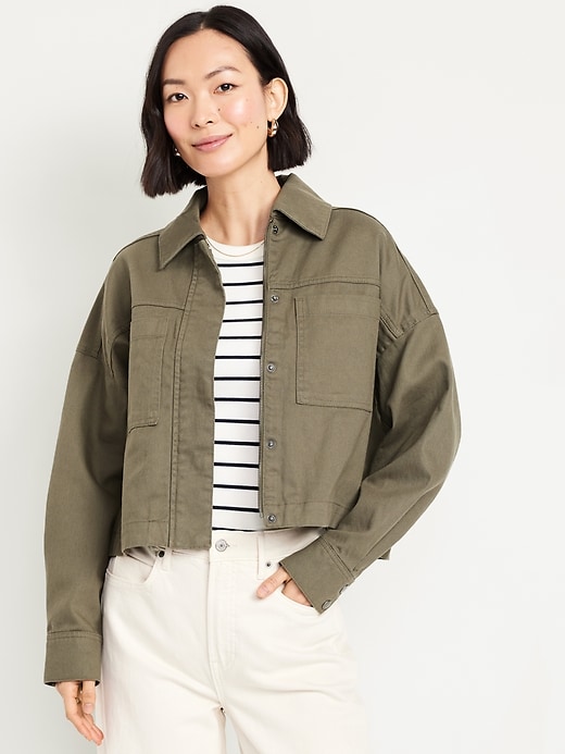 Image number 1 showing, Canvas Crop Utility Jacket