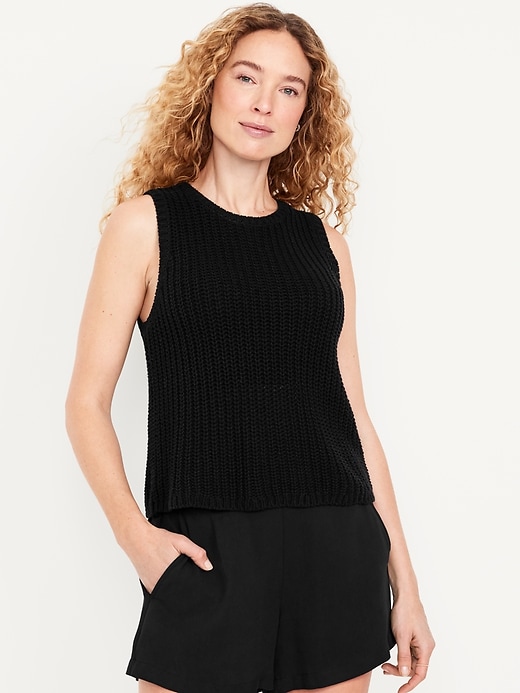 Image number 1 showing, Sleeveless Open-Stitch Sweater