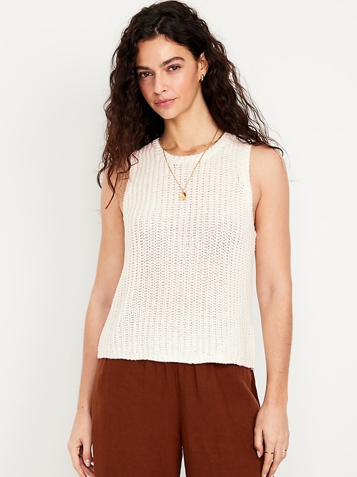 Image number 1 showing, Sleeveless Open-Stitch Sweater