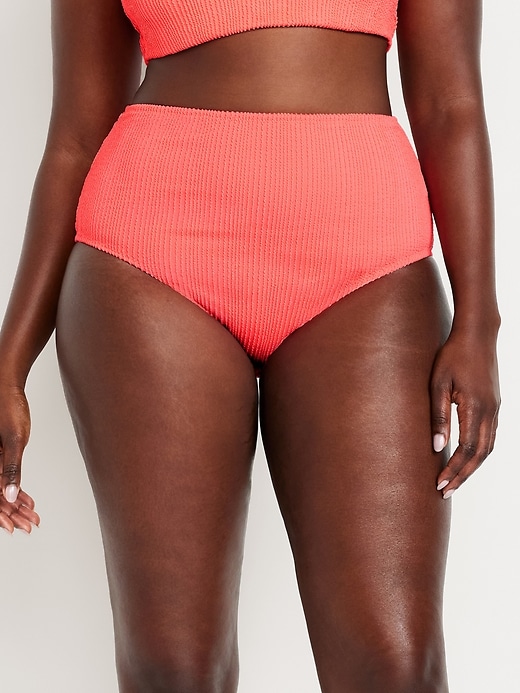 Image number 5 showing, High-Waisted Ribbed Bikini Swim Bottoms