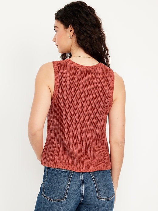 Image number 2 showing, Sleeveless Open-Stitch Sweater