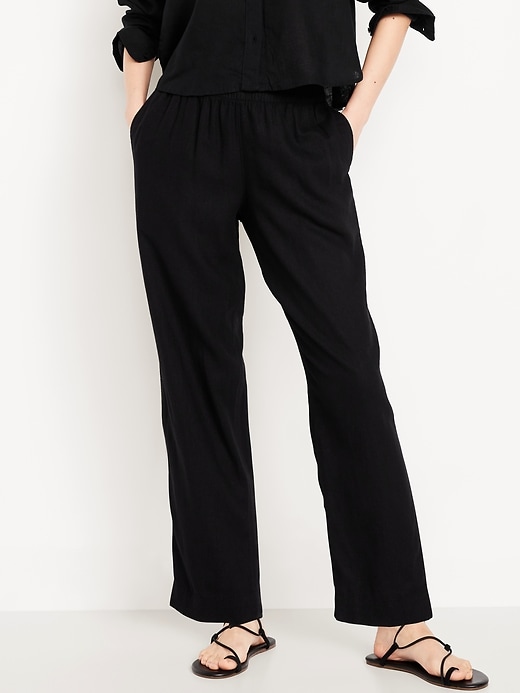 Image number 2 showing, Linen-Blend Straight Ankle Pants