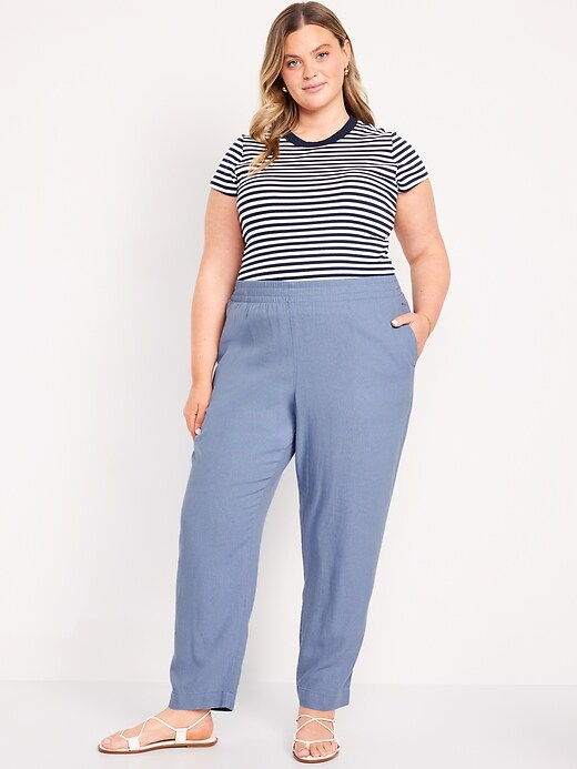 Image number 4 showing, Linen-Blend Straight Ankle Pants