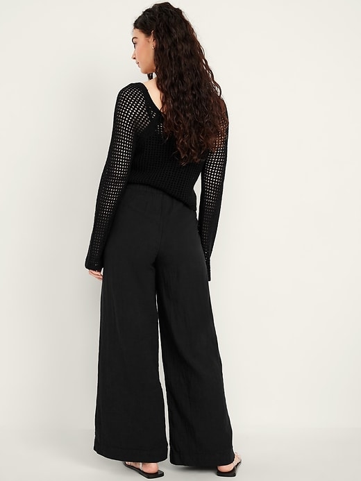 Image number 8 showing, High-Waisted Crinkle Gauze Wide-Leg Pants