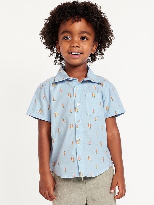 View large product image 1 of 2. Printed Short-Sleeve Oxford Shirt for Toddler Boys