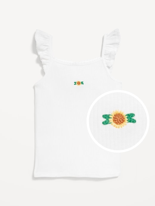 View large product image 1 of 1. Fitted Embroidered Ruffle-Trim Cami Top for Toddler Girls