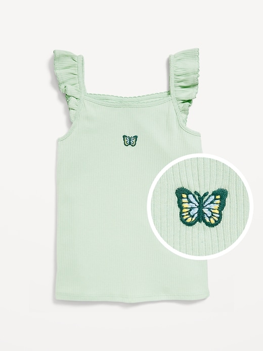 View large product image 1 of 1. Fitted Embroidered Ruffle-Trim Cami Top for Toddler Girls