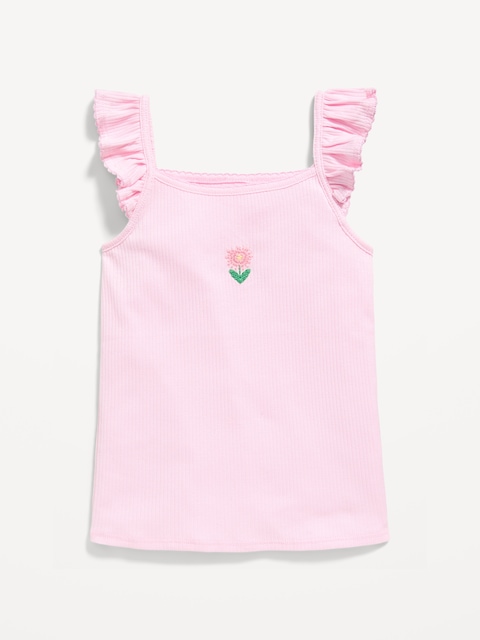 Camisole ajustée à broderies et bordure à volants pour toute-petite fille