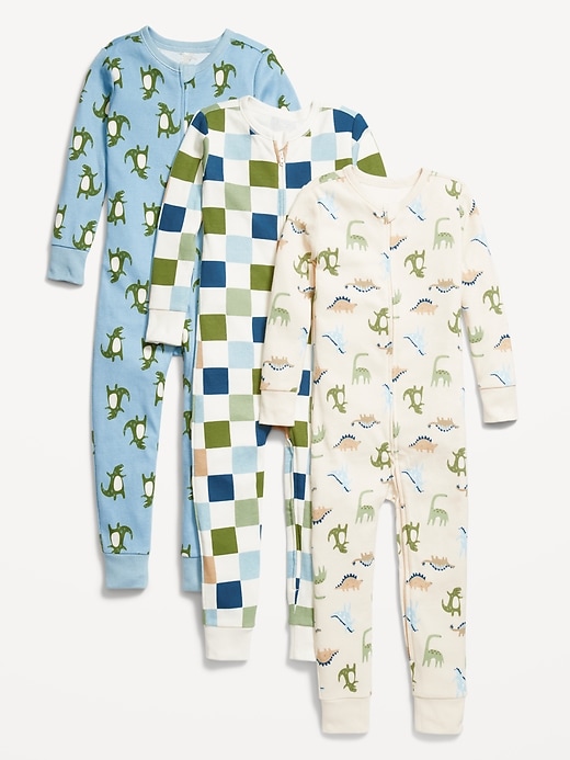 View large product image 1 of 1. Snug-Fit 2-Way-Zip Pajama One-Piece 3-Pack for Toddler & Baby