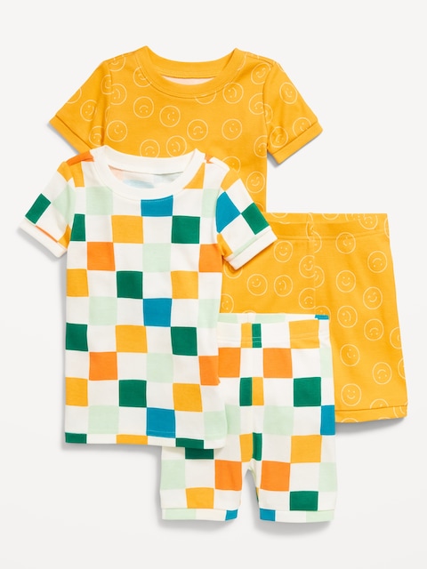 Snug-Fit Printed Pajama 4-Piece Set for Toddler & Baby