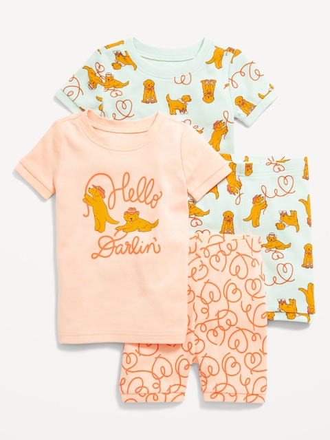 Snug-Fit Graphic Pajama 4-Piece Set for Toddler & Baby