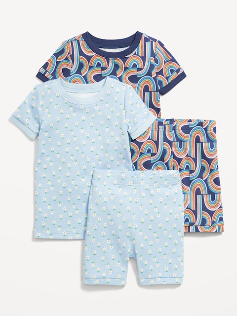Snug-Fit Printed Pajama 4-Piece Set for Toddler & Baby