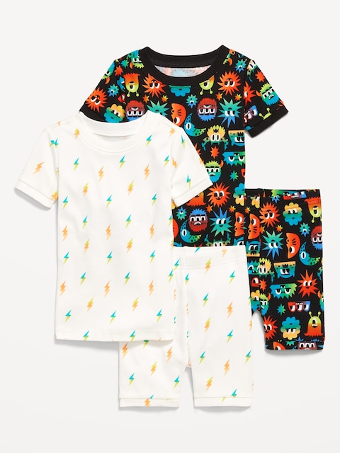 Snug-Fit Printed Pajama 4-Piece Set for Toddler & Baby