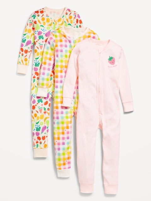 Pyjama une-pièce à coupe ajustée à glissière bidirectionnelle pour tout-petit et bébé (paquet de 3)