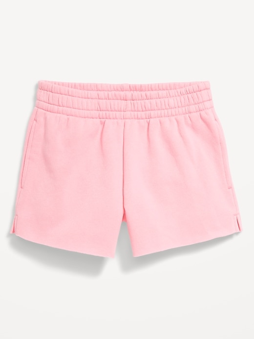 View large product image 1 of 1. High-Waisted Cut-Off Fleece Shorts for Girls