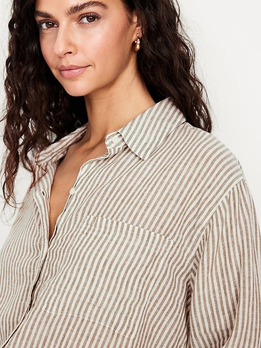 Image number 4 showing, Button-Down Linen-Blend Striped Shirt