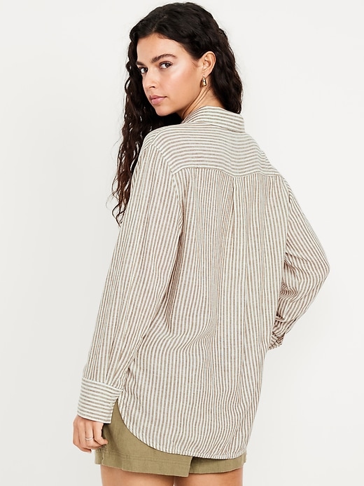 Image number 2 showing, Button-Down Linen-Blend Striped Shirt