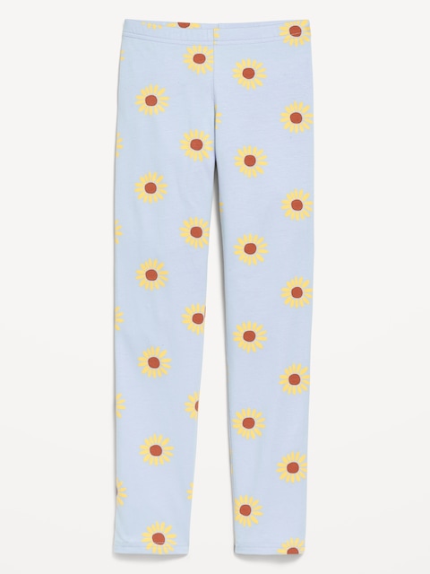 Printed Leggings for Girls - Blue Daisy