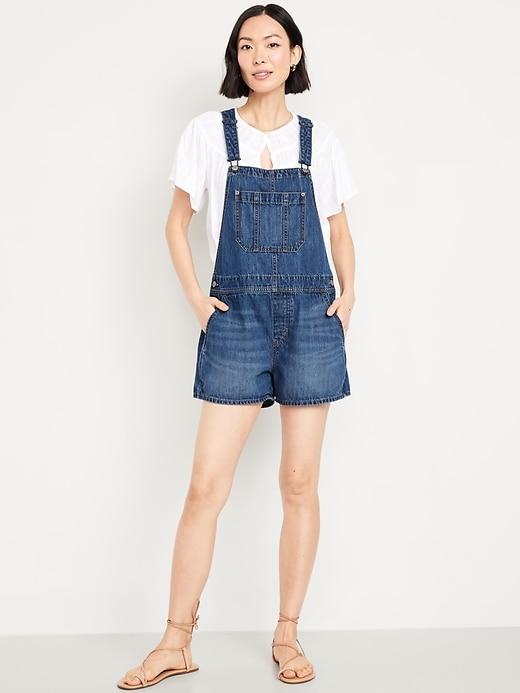 Image number 1 showing, Baggy Jean Shortalls -- 3-inch inseam