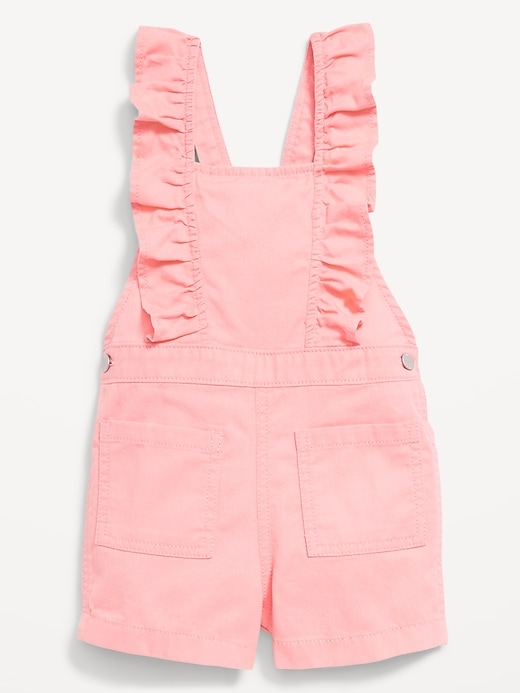 View large product image 1 of 1. Ruffle-Trim Twill Shortalls for Toddler Girls