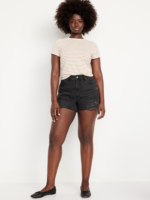 Image number 5 showing, Curvy High-Waisted OG Jean Cut-Off Shorts -- 3-inch inseam