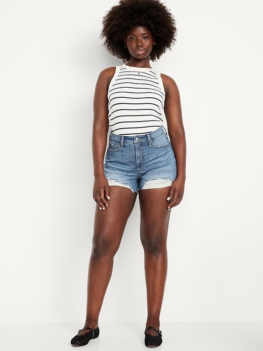 Image number 5 showing, Curvy High-Waisted OG Jean Cut-Off Shorts -- 3-inch inseam