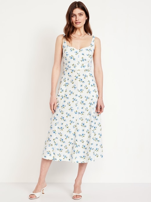 Image number 1 showing, Fit & Flare Sleeveless Linen-Blend Midi Dress