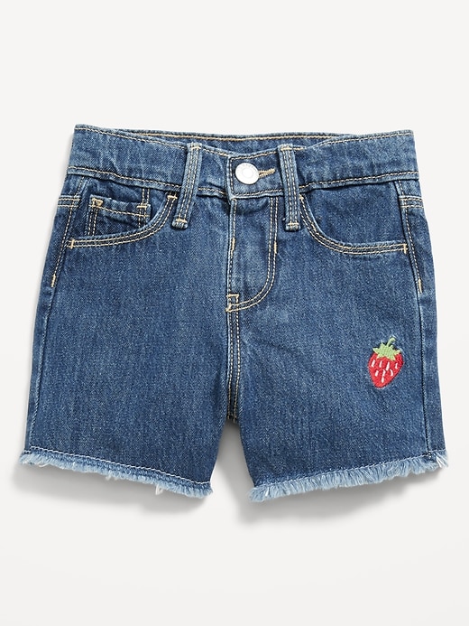 View large product image 1 of 1. Embroidered Frayed-Hem Jean Shorts for Toddler Girls