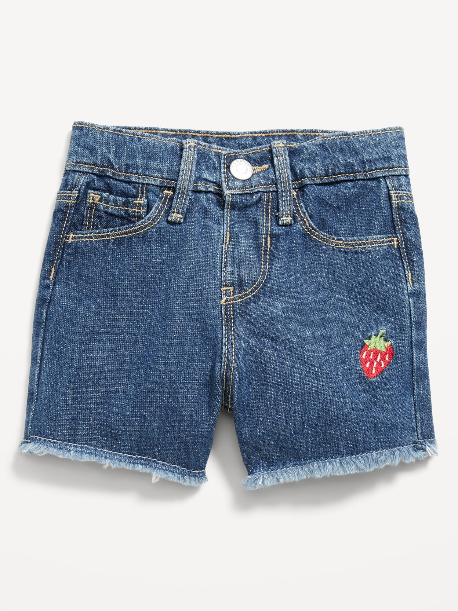 Embroidered Frayed-Hem Jean Shorts for Toddler Girls