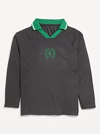 View large product image 3 of 3. Oversized Long-Sleeve Collared Performance Top for Boys