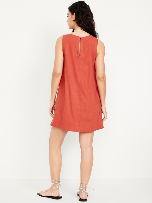 Image number 8 showing, Printed Linen-Blend Mini Shift Dress