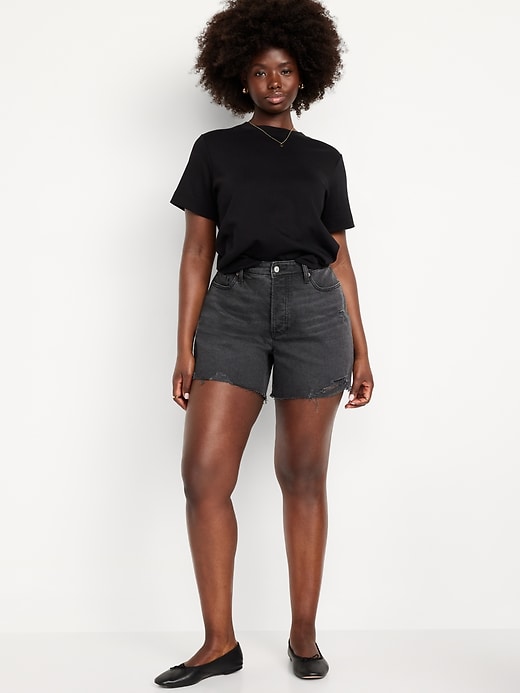 Image number 5 showing, Curvy High-Waisted OG Jean Cut-Off Shorts -- 5-inch inseam