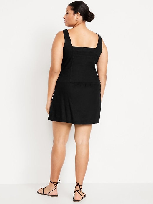 Image number 8 showing, High-Waisted Linen-Blend Mini Skirt