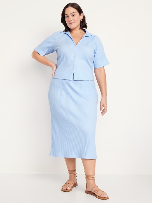 Image number 6 showing, High-Waisted Ribbed Midi Skirt