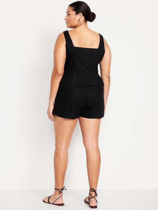 Image number 6 showing, High-Waisted Faux-Wrap Linen-Blend Mini Skort