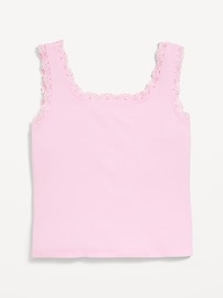 View large product image 3 of 3. Fitted Button-Front Ribbed Tank Top for Girls